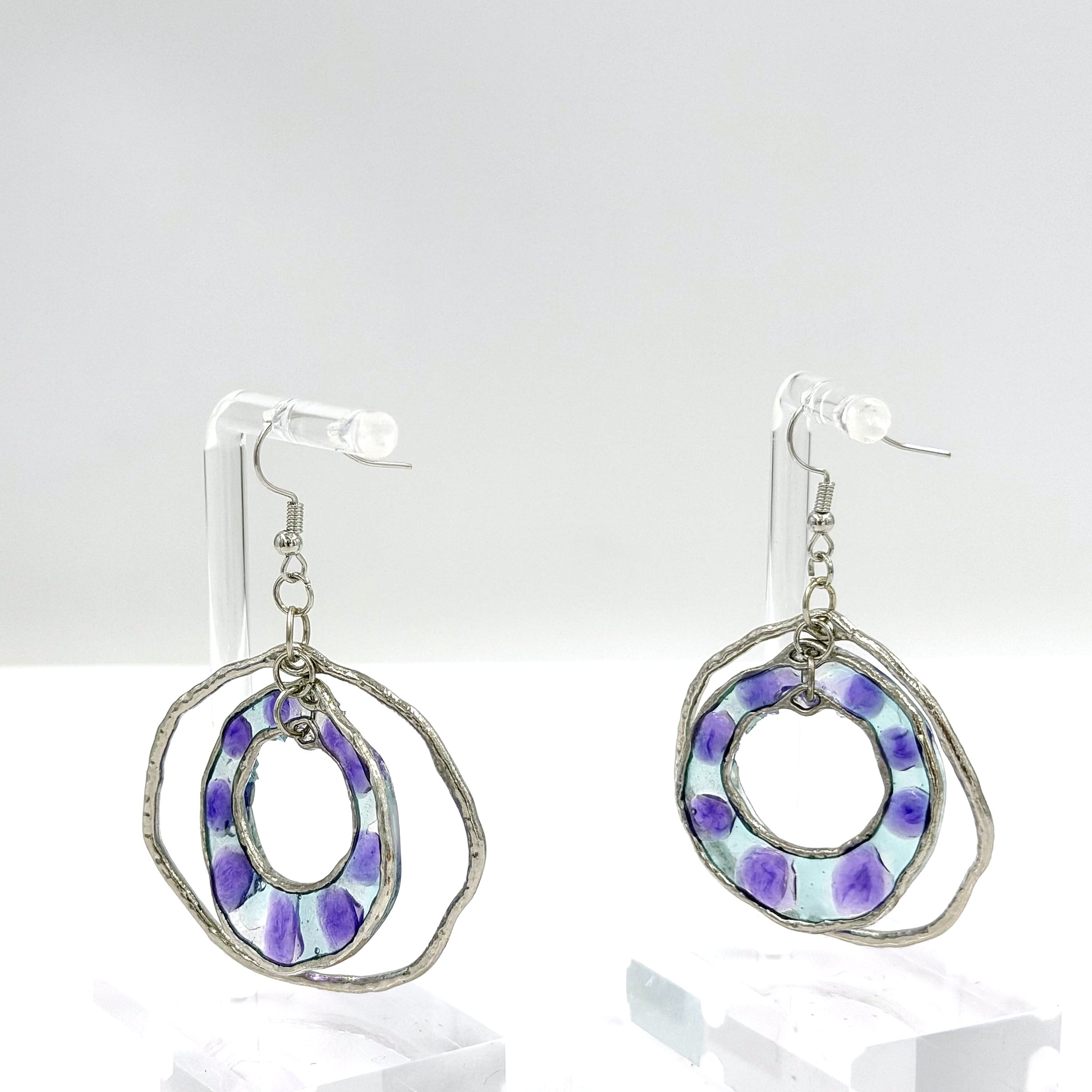 Purple-dot hoop earrings